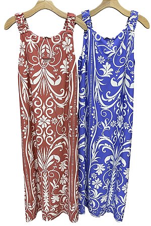 Vestido Midi Alça Estampado Viscose