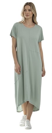 Vestido Midi Manga Curta Viscomalha