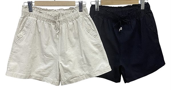 Shorts Elástico Cintura Sarja