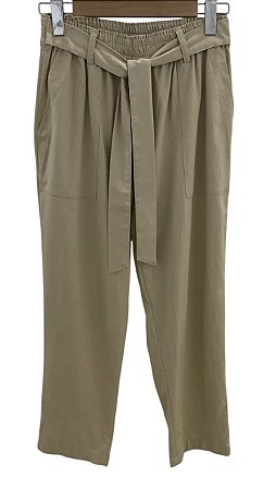 Calça Elástico Cintura Bolsos Viscolinho