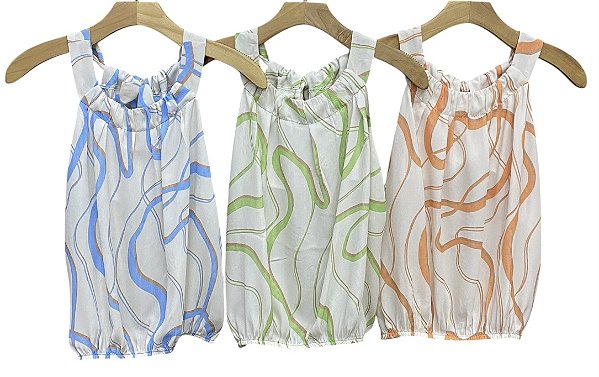 Blusa Alça Ajustável Elástico Cintura Crepe