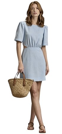 Vestido Manga Curta Abertura Cintura Viscolinho