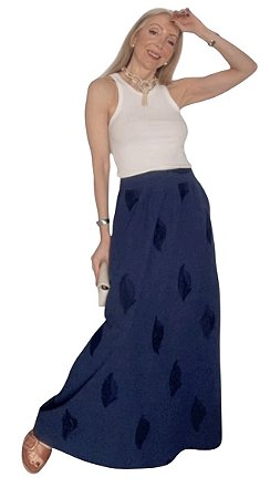 Saia Detalhe Bordado Linho