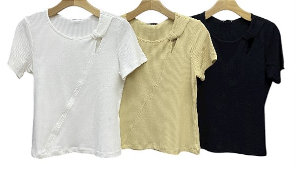 Blusa Manga Curta Malha Rib