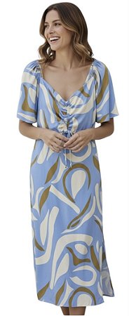 Vestido Midi Estampado Viscose