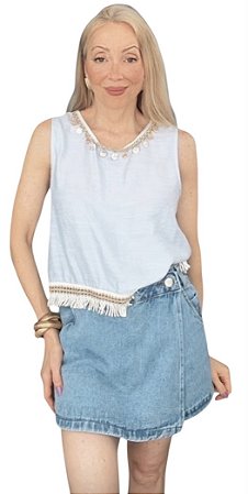 Blusa Regata Bordado Viscose