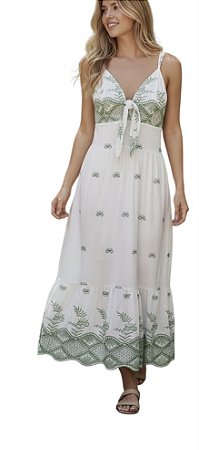 Vestido Alça Bordado Viscose