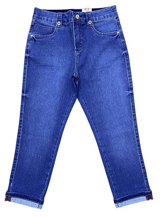 Calça Capri Cintura Alta Jeans