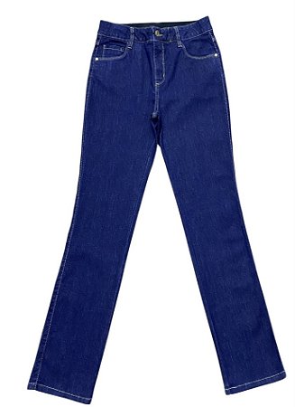 Calça Reta Cintura Alta Jeans