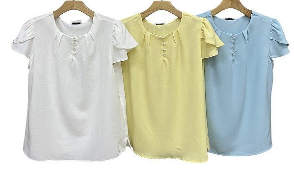 Blusa Manga Curta Botões Frontal Viscose