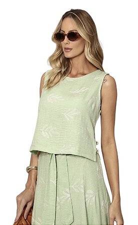 Blusa Regata Bordado Viscose