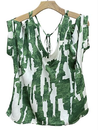 Blusa Manga Curta Estampada Viscose