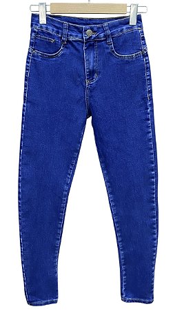 Calça Skinny Push Up Cintura Alta Jeans