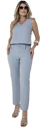 Calça Detalhe Cintura Crepe