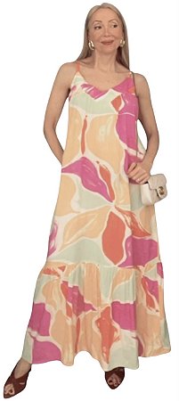 Vestido Alça Estampado Viscose