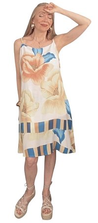 Vestido Curto Alça Estampado Viscose