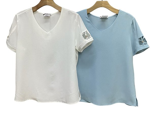 Blusa Manga Curta Gola V Viscose