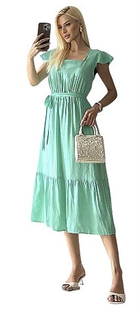 Vestido Midi Cinto Viscose