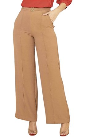 Calça Pantalona Fivela Crepe