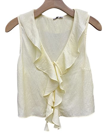 Blusa Regata Babados Viscolinho