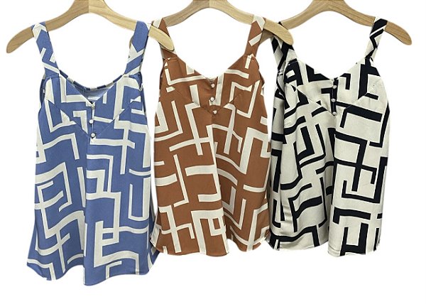 Blusa Alça Estampada Crepe