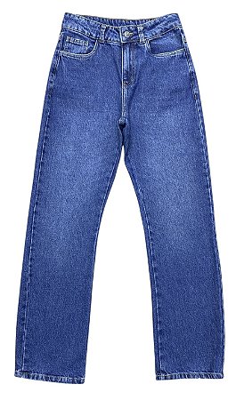 Calça Reta Cintura Alta Jeans