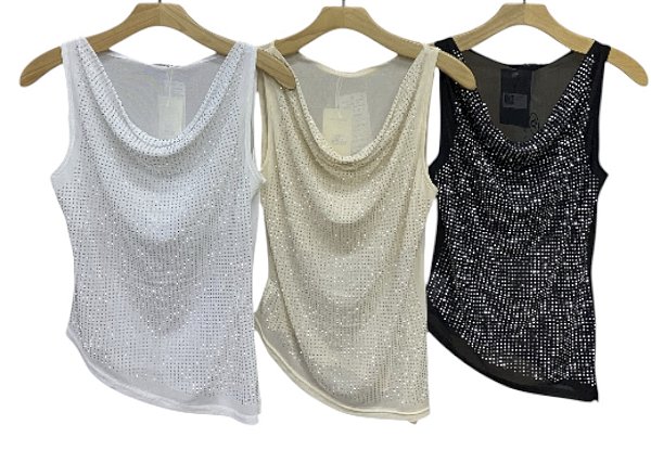 Blusa Regata Strass Tule