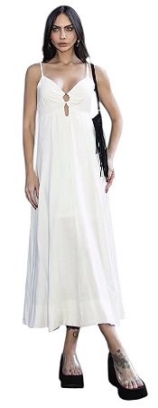 Vestido Alça Amarração Costas Viscolinho