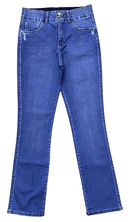 Calça Reta Cintura Alta Jeans