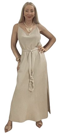 Vestido Alça Cinto Viscolinho