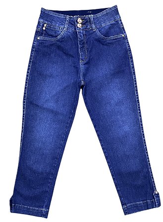 Calça Capri Cintura Alta Jeans