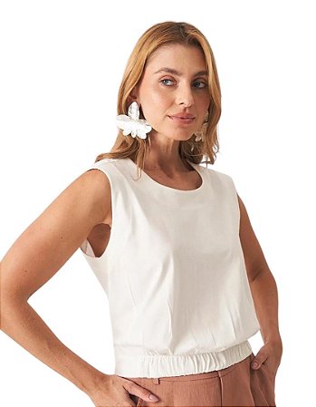 Blusa Regata Elàstico Frontal Malha