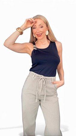 Blusa Regata Fivela Poliamida