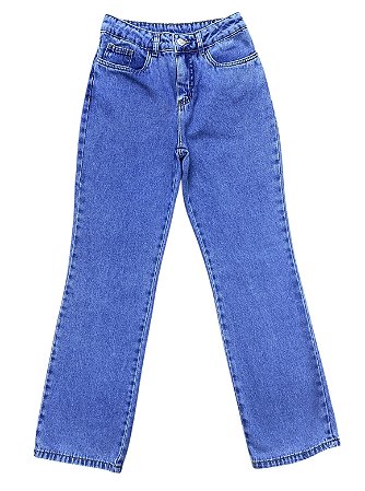 Calça Reta Cintura Alta Jeans