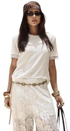 T-Shirt Renda Manga Viscomalha