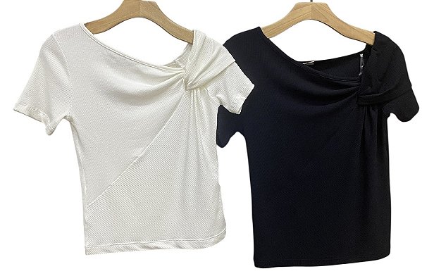 Blusa Manga Curta Malha Rib