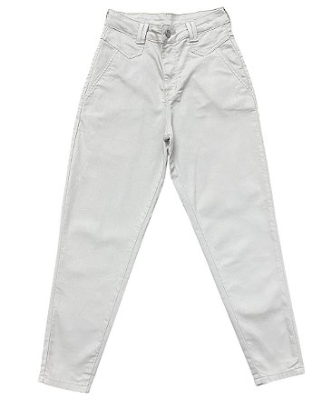 Calça Mom Cintura Alta Sarja