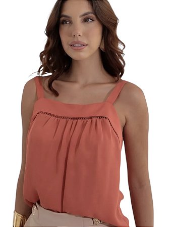 Blusa Alça Renda Colo Crepe