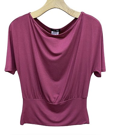 Blusa Manga Curta Elástico Cintura Viscomalha