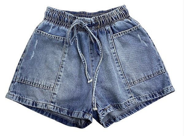 Shorts Elástico Cintura Jeans