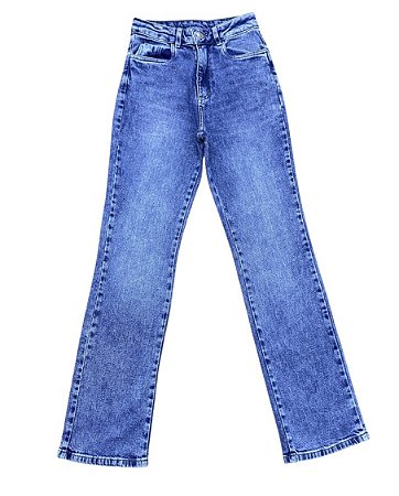 Calça Reta Cintura Alta Jeans