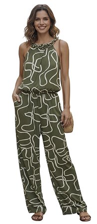 Macacão Longo Estampado Viscose