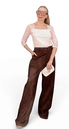 Calça Elástico Costas Suede