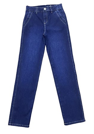 Calça Reta Cintura Alta Jeans