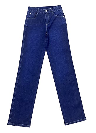 Calça Reta Cintura Alta Jeans