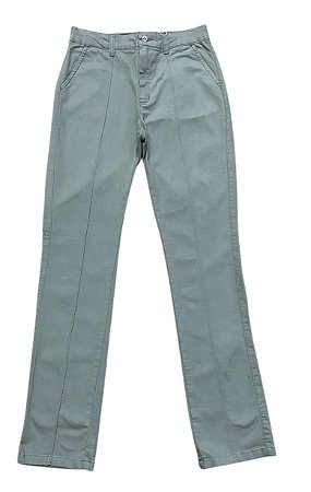 Calça Reta Cintura Alta Sarja