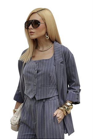 Blazer Risca De Giz Alfaiataria