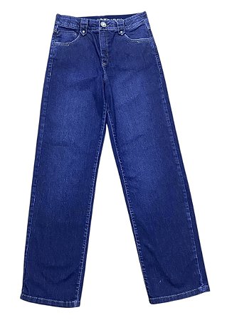 Calça Pantalona Relax Cintura Alta Jeans