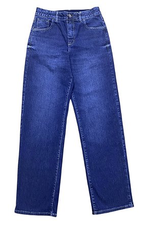 Calça Relax Pantalona Cintura Alta Jeans