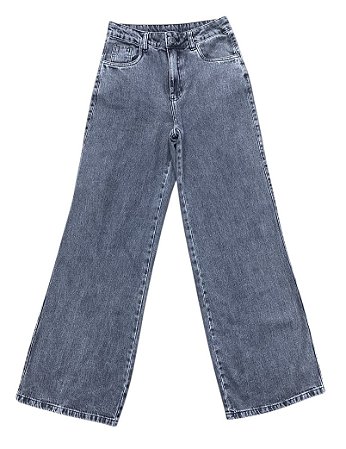 Calça Wide Leg Cintura Alta Jeans